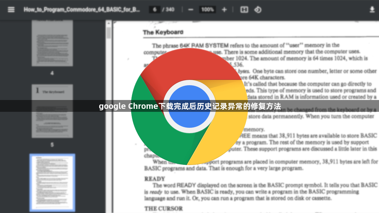 google Chrome下载完成后历史记录异常的修复方法1